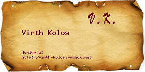 Virth Kolos névjegykártya